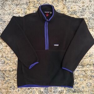 Vintage Patagonia Synchilla 1/4 Zip Pullover Black w/Purple trim Size M